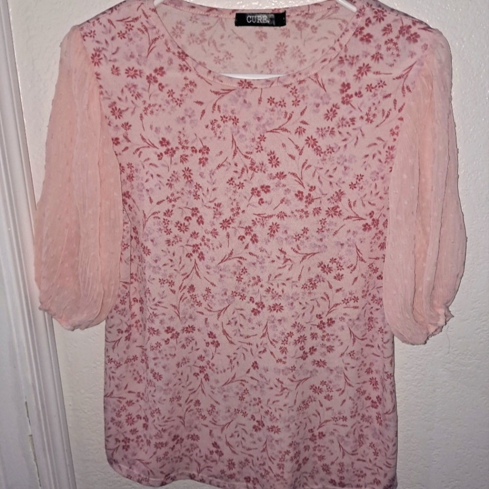 Pink flower blouse